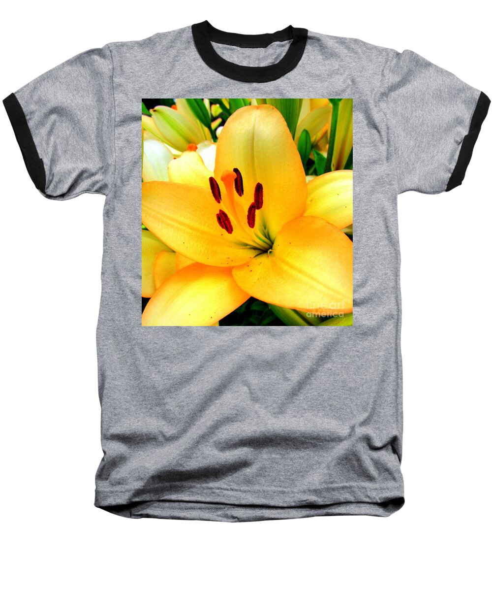 Yellow Lilies Baseball T-Shirt featuring the photograph Yellow Lilies 1 by Randall Weidner
