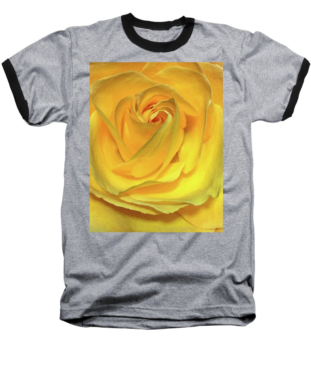 Yellow Baseball T-Shirt featuring the photograph Yellow Rose by Steph Gabler