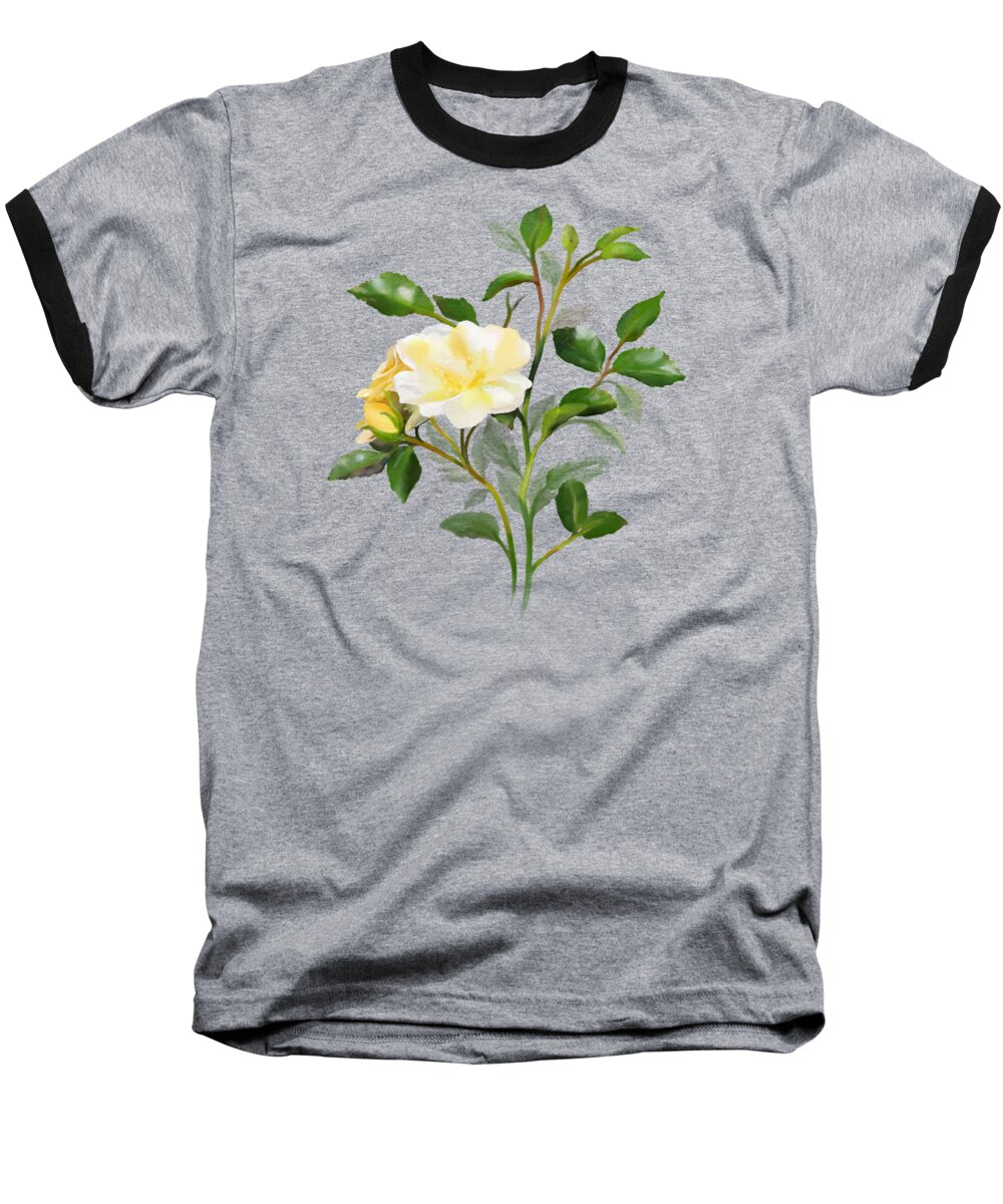Rose Baseball T-Shirt featuring the painting Yellow Watercolor Rose by Ivana Westin