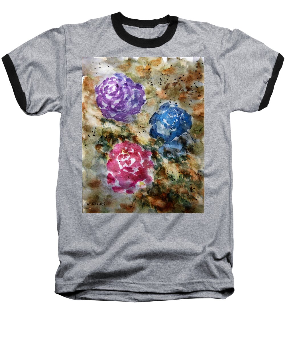 Rose Baseball T-Shirt featuring the painting Yesteryear Roses by Carol Crisafi