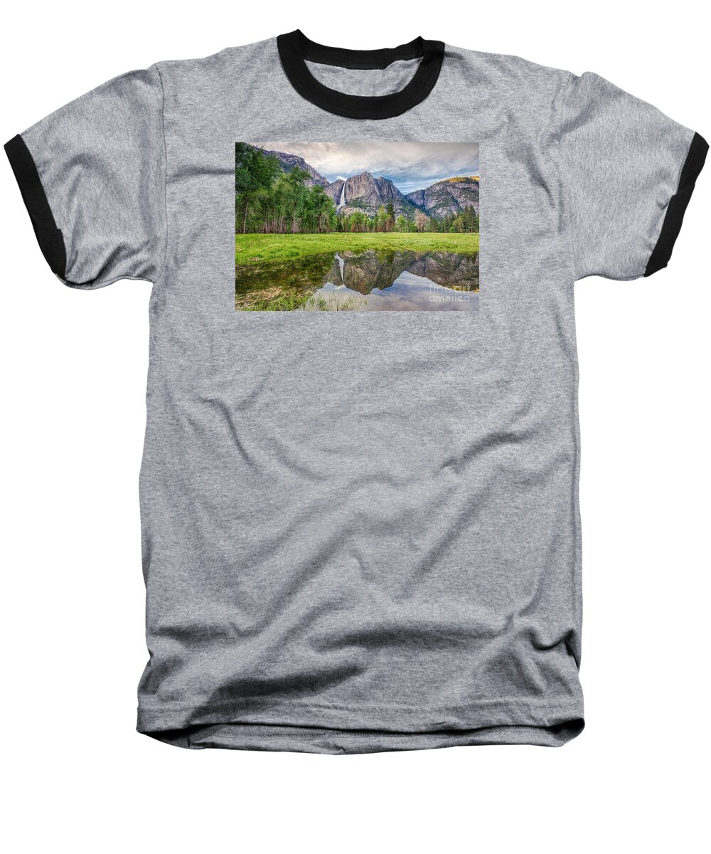 Yosemite Baseball T-Shirt featuring the photograph Yosemite Falls And Reflections 2 by Mimi Ditchie