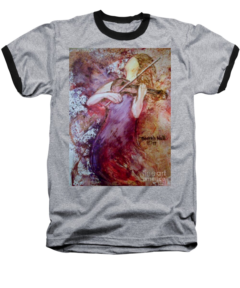 Violin Baseball T-Shirt featuring the painting You Are My Hallelujah by Deborah Nell