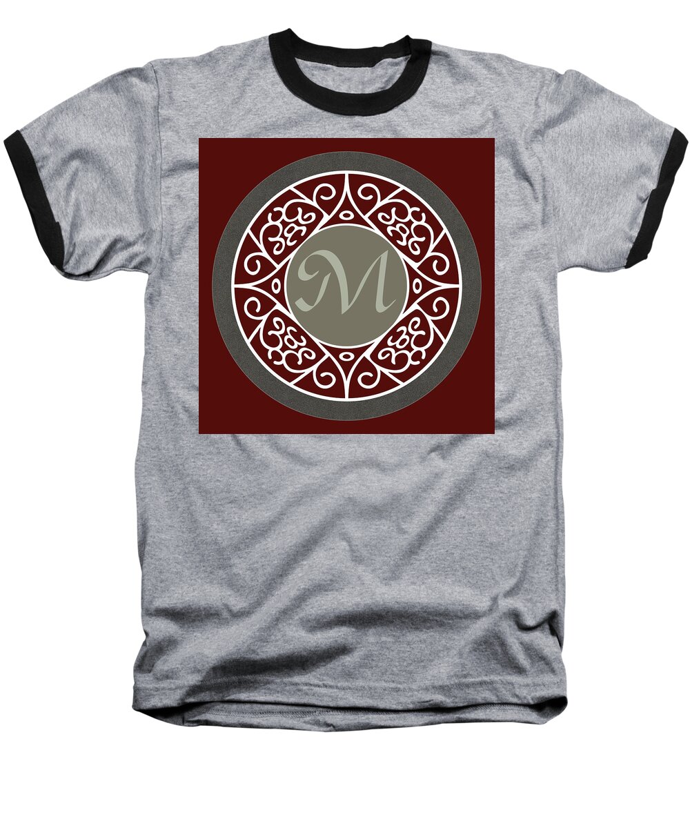 Name Baseball T-Shirt featuring the digital art Your name - M Monogram by Attila Meszlenyi