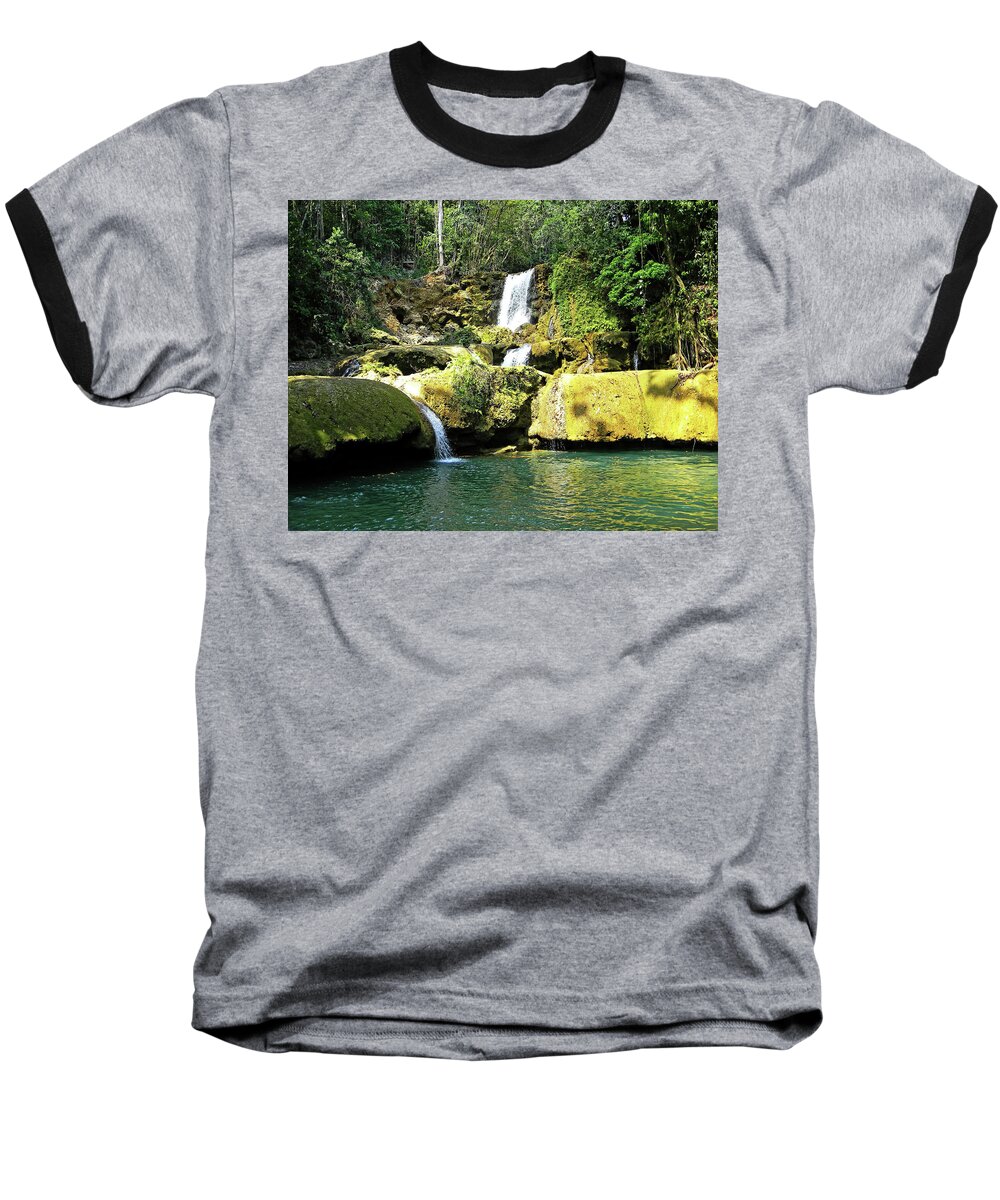 Jamaica Baseball T-Shirt featuring the photograph YS Falls Jamaica I by Debbie Oppermann