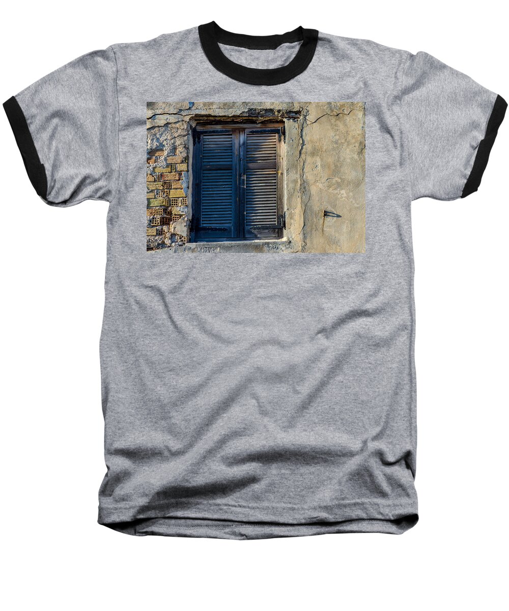 Old Baseball T-Shirt featuring the photograph Zakynthos Town Window by Rainer Kersten