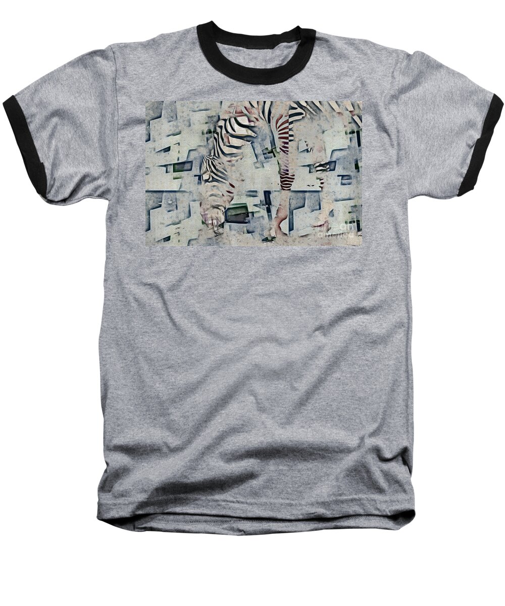 Zebra Baseball T-Shirt featuring the photograph Zebra Art - 52spt by Variance Collections
