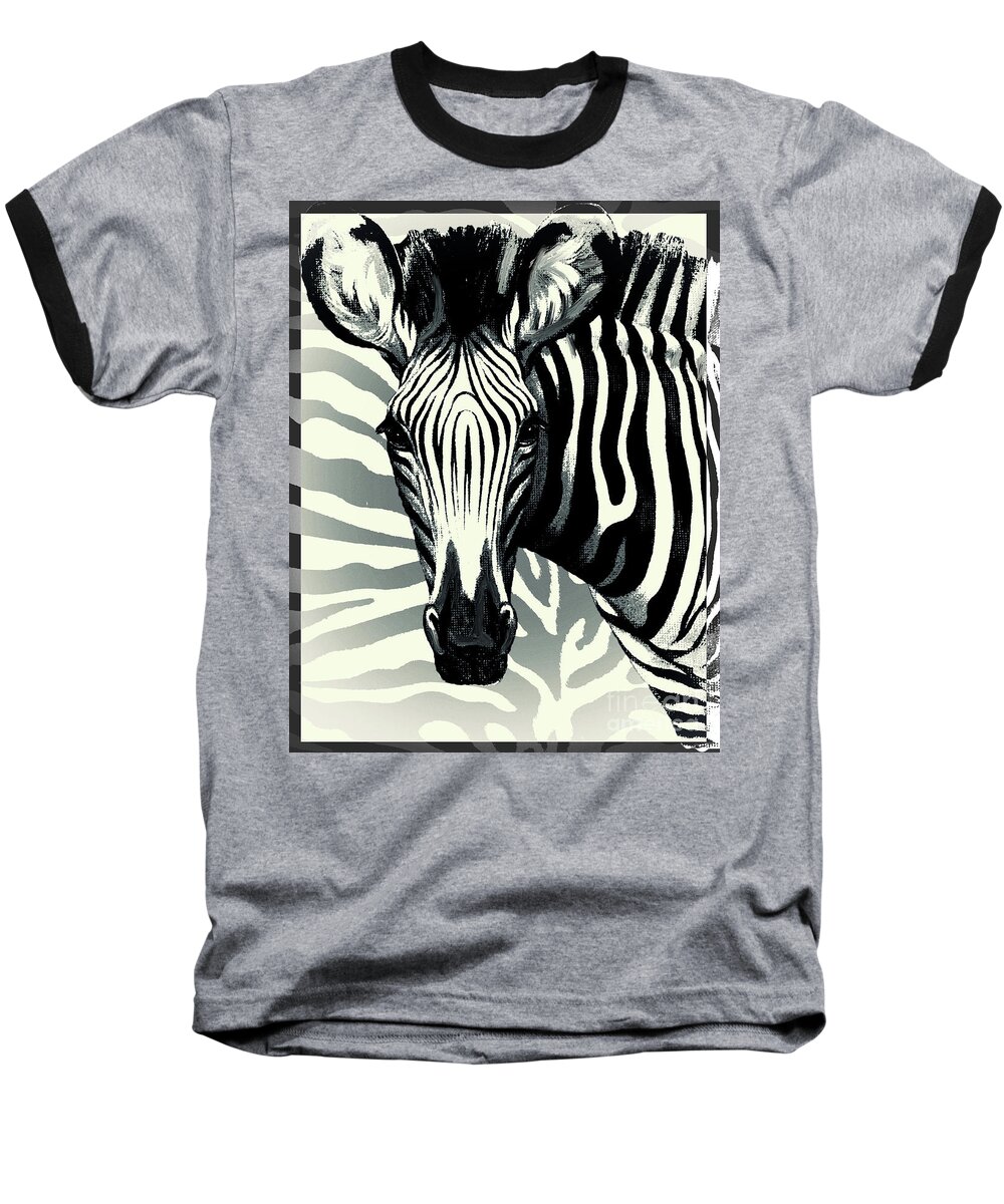 Zebra Baseball T-Shirt featuring the painting Zebra by Mindy Sommers