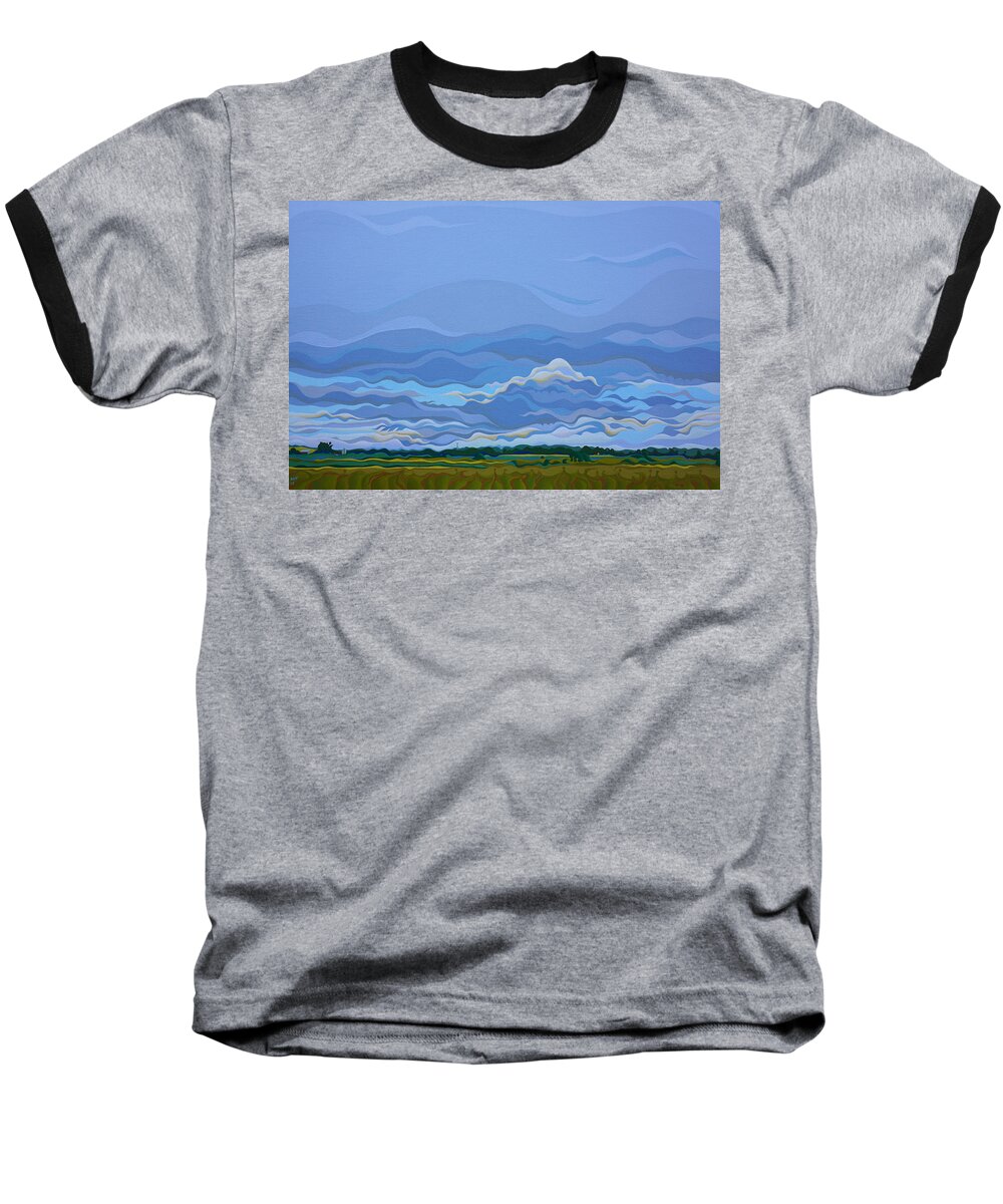Zen Baseball T-Shirt featuring the painting Zen Sky by Amy Ferrari