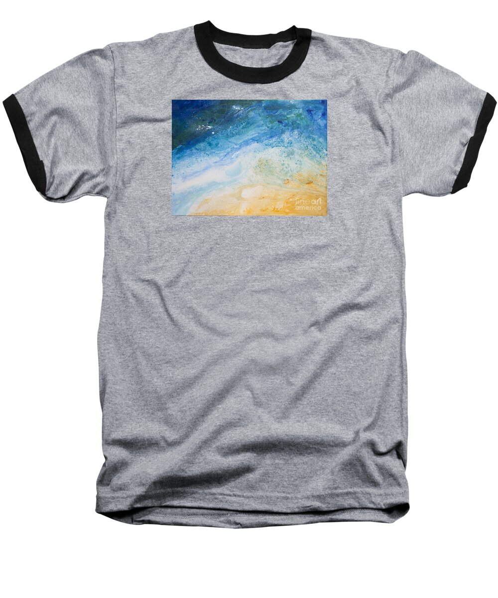 Organic Baseball T-Shirt featuring the painting Zoom in or Out by Shelley Myers