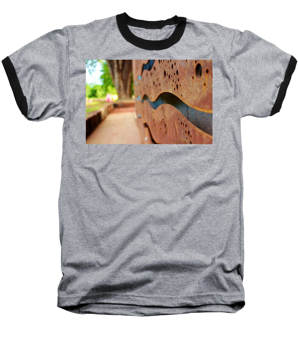 View Baseball T-Shirt featuring the photograph 1 Abstract Lake Patricia Sign 2 by Joan Stratton