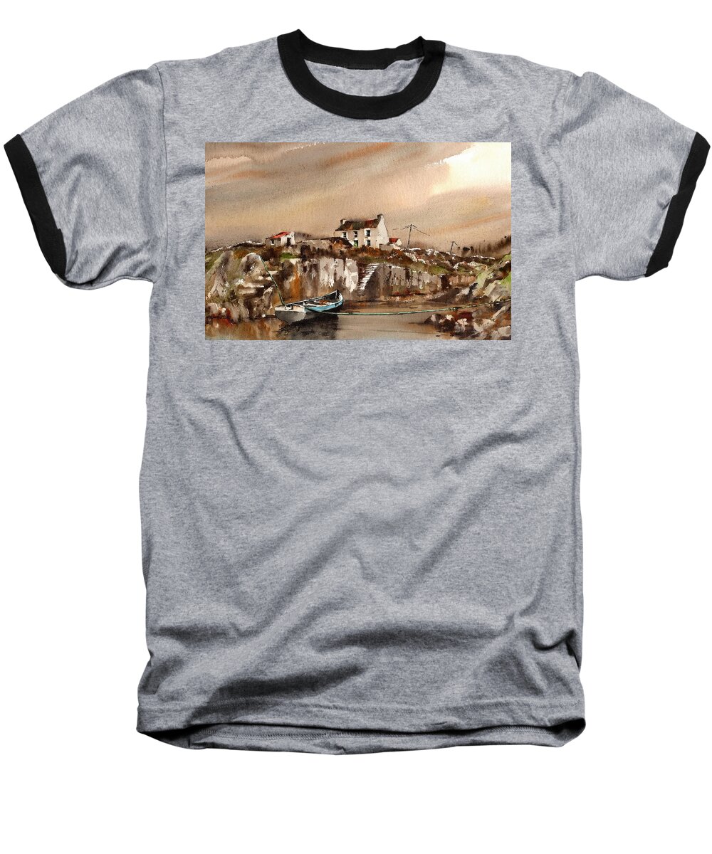 Gaeltacht Baseball T-Shirt featuring the painting An Cuan Caol, Connemara, Galway #2 by Val Byrne