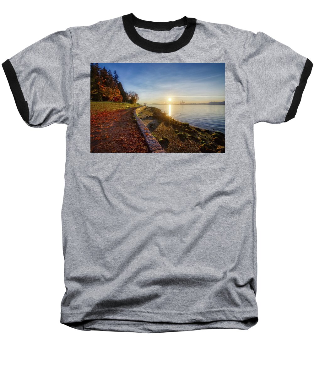 Autumn Baseball T-Shirt featuring the photograph Colorful Autumn Sunrise at Stanley Park #1 by Andy Konieczny