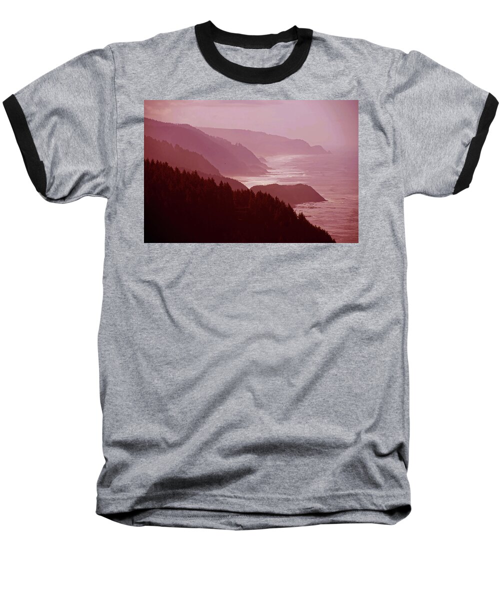 Cape Baseball T-Shirt featuring the photograph Forested slopes of Cape Perpetua #1 by Steve Estvanik