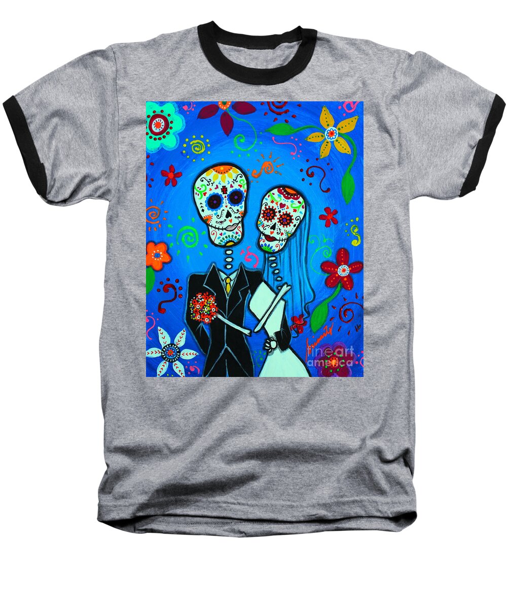 Day Of The Dead Baseball T-Shirt featuring the painting Matrimonio #1 by Pristine Cartera Turkus