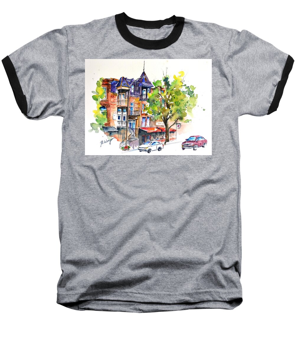 Buildings Baseball T-Shirt featuring the painting Montreal #2 #1 by Betty M M Wong