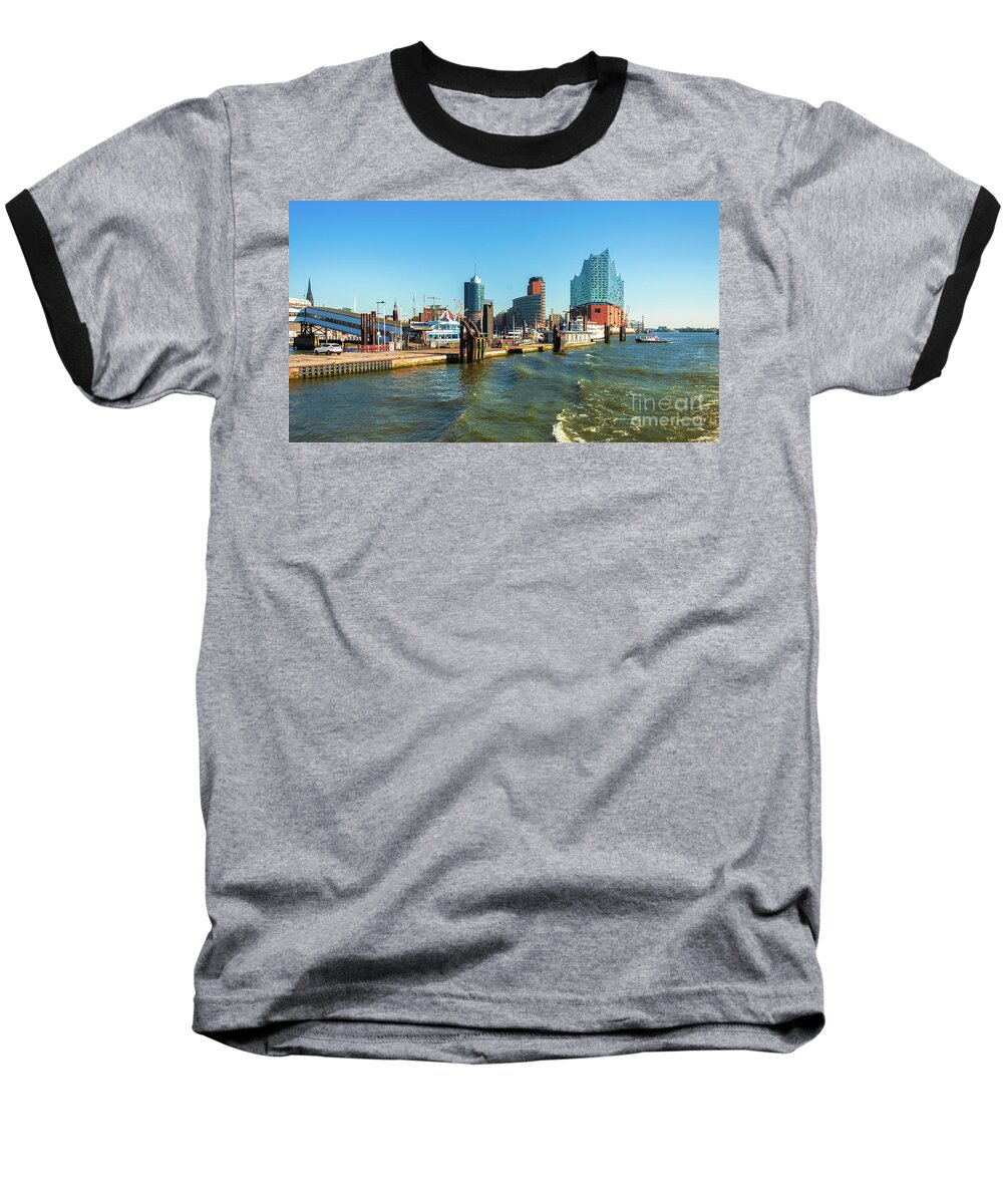 Dramatic Baseball T-Shirt featuring the photograph Panoramic view of Hamburg. #1 by Marina Usmanskaya
