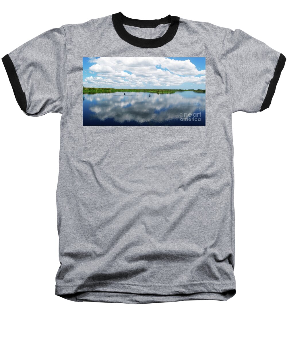 Beautiful Baseball T-Shirt featuring the photograph Skyscape Reflections Blue Cypress Marsh near Vero Beach Florida C6 #1 by Ricardos Creations