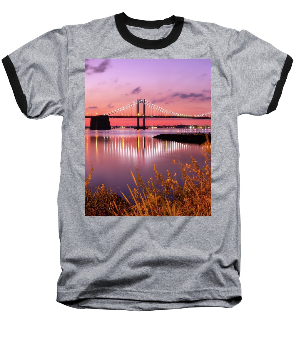 Bridge Baseball T-Shirt featuring the photograph Throgs Neck Sunset #1 by John Randazzo