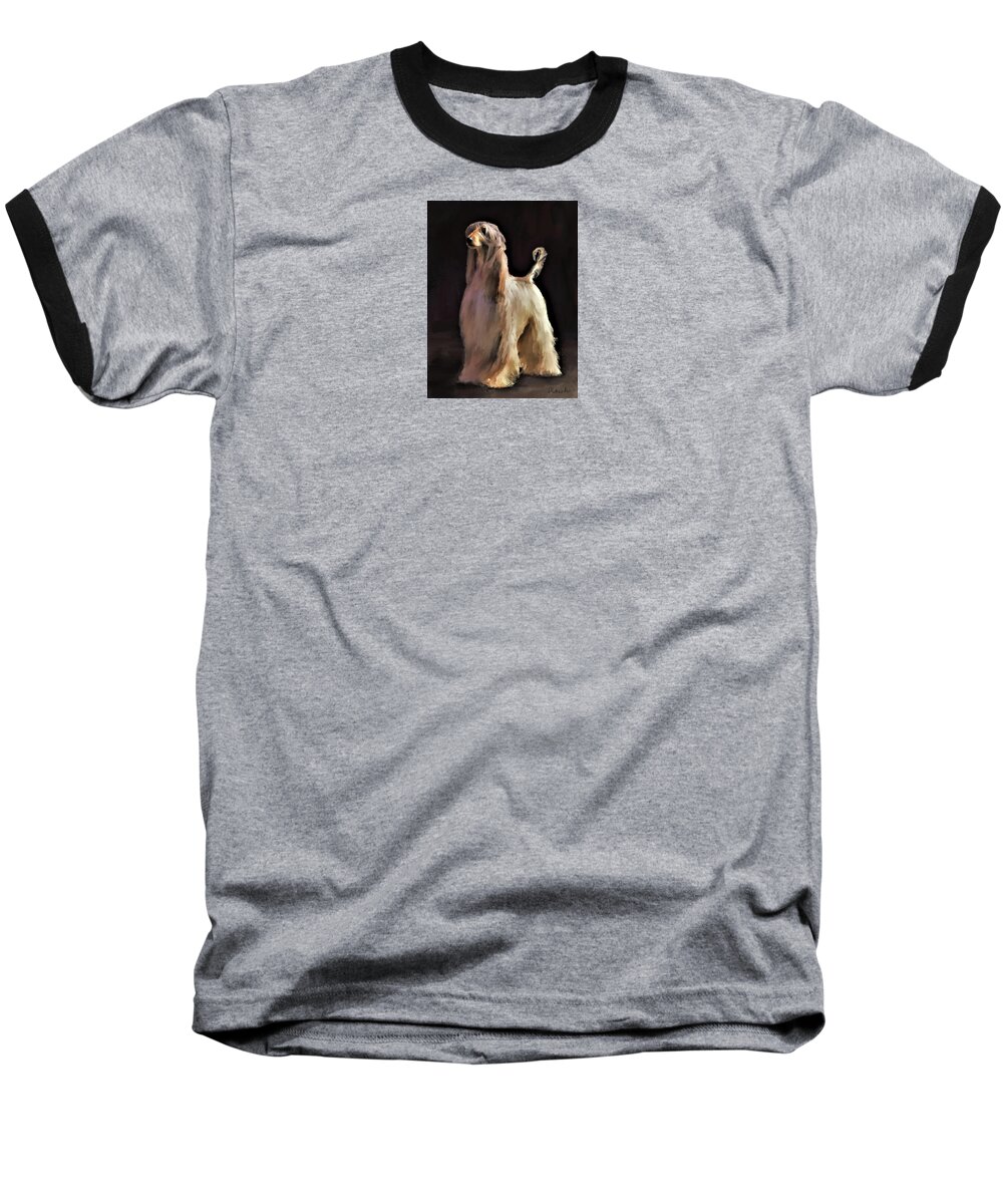 Afghan Hound Baseball T-Shirt featuring the digital art Afghan Hound #2 by Diane Chandler