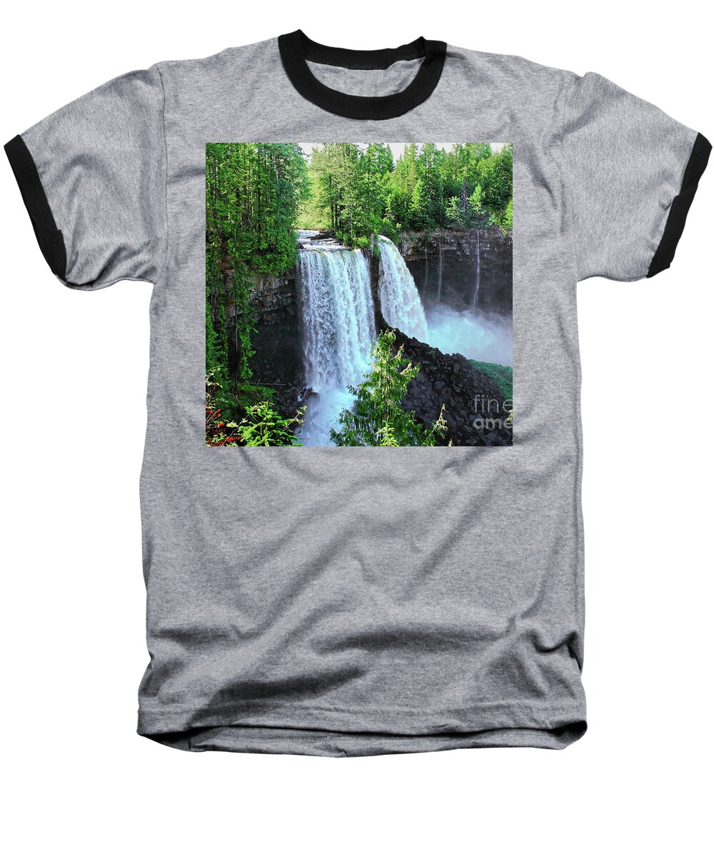 Waterscape Baseball T-Shirt featuring the photograph Canim waterfalls double waterfall Canim River in forest east of 100 Mile House BC Canada #2 by Robert C Paulson Jr