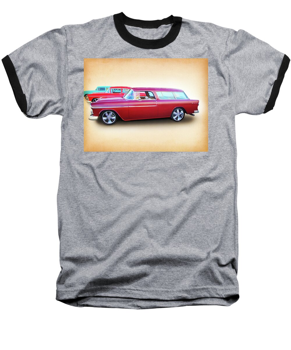 1955 Chevy Baseball T-Shirt featuring the digital art 3 - 1955 Chevy's by Rick Wicker