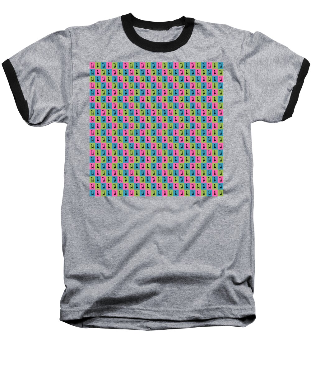 Mid Century Modern Baseball T-Shirt featuring the digital art Atomic Cat 1 on Rectangles #3 by Donna Mibus