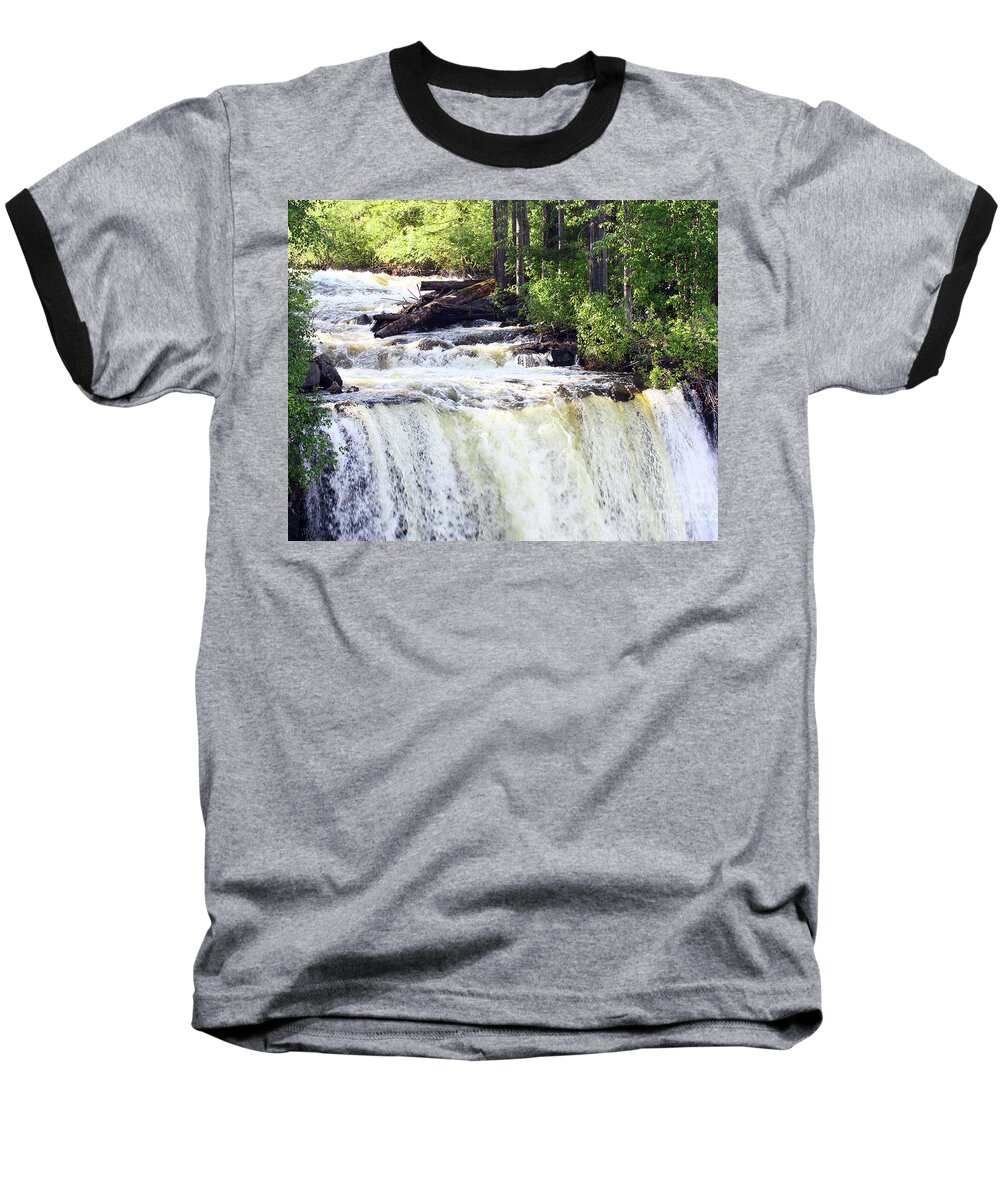 Waterscape Baseball T-Shirt featuring the photograph Canim waterfalls double waterfall Canim River in forest east of 100 Mile House BC Canada #3 by Robert C Paulson Jr