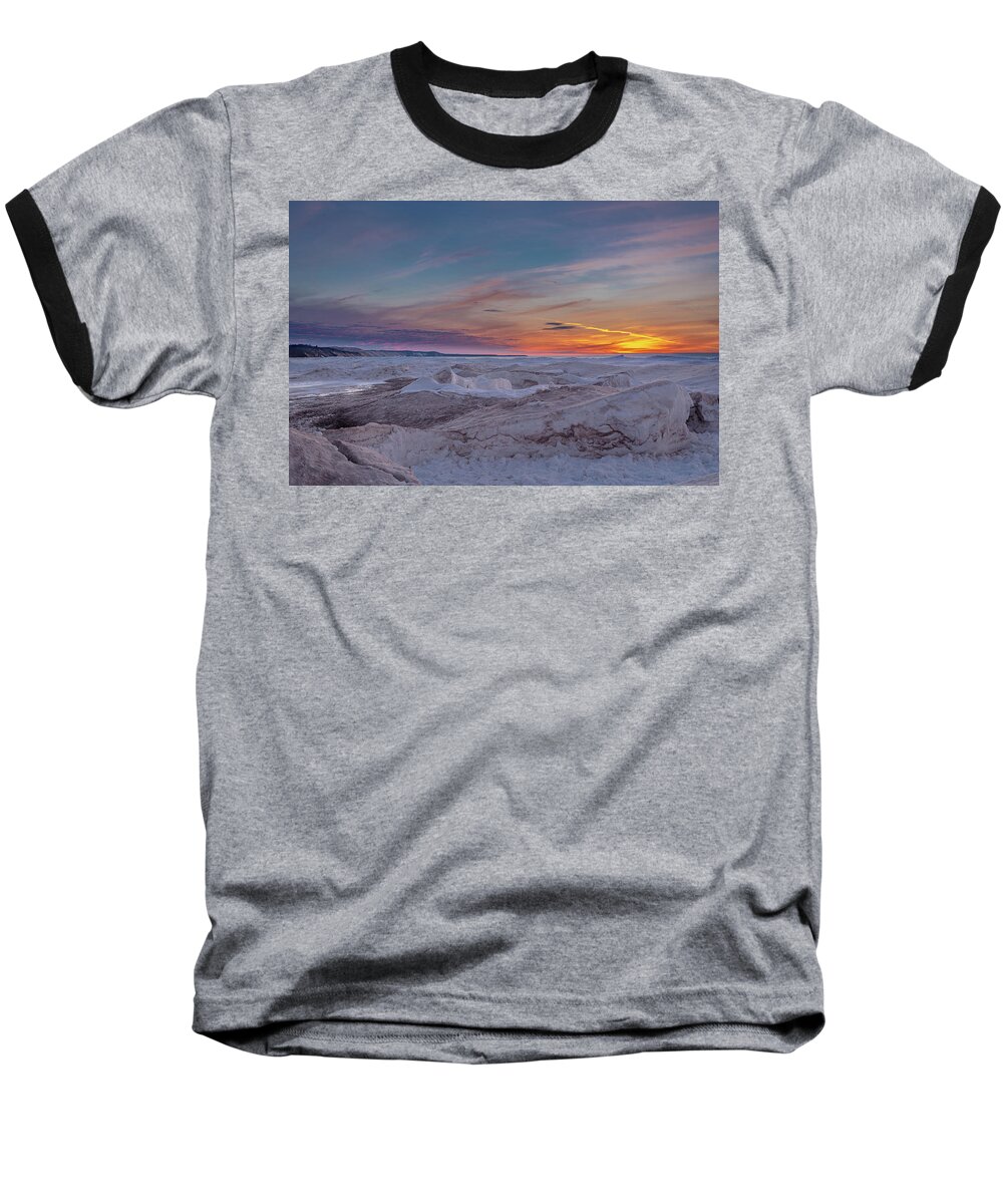 Agate Beach Baseball T-Shirt featuring the photograph Winter Sunset #4 by Gary McCormick