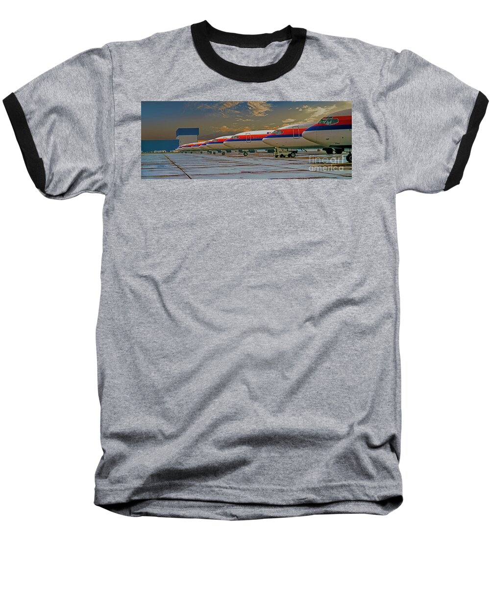 727 Baseball T-Shirt featuring the photograph 727 Parked On Hangar Ramp  by Tom Jelen
