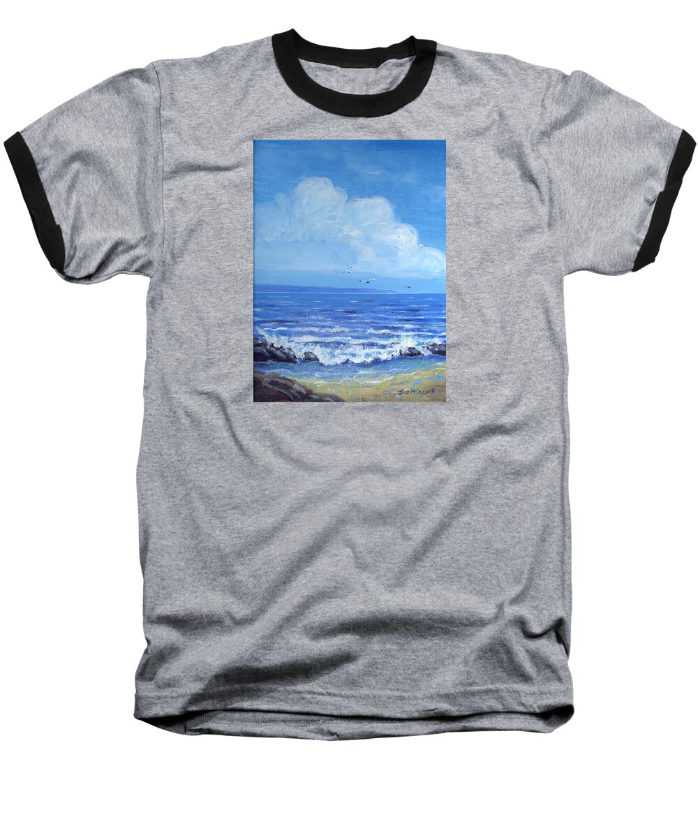 Blue Baseball T-Shirt featuring the painting A Distant Shore by Richard De Wolfe