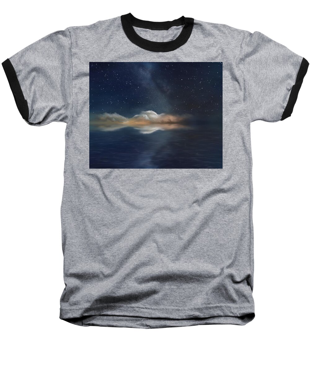 Midnight Sky Baseball T-Shirt featuring the painting A Midnight Sky by Mark Taylor