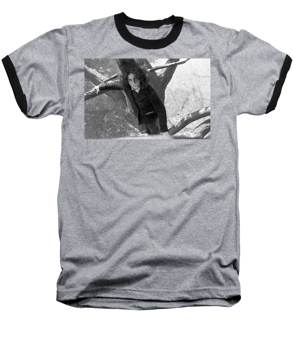 Providence Baseball T-Shirt featuring the photograph A Woman in a Tree, 1972 by Jeremy Butler