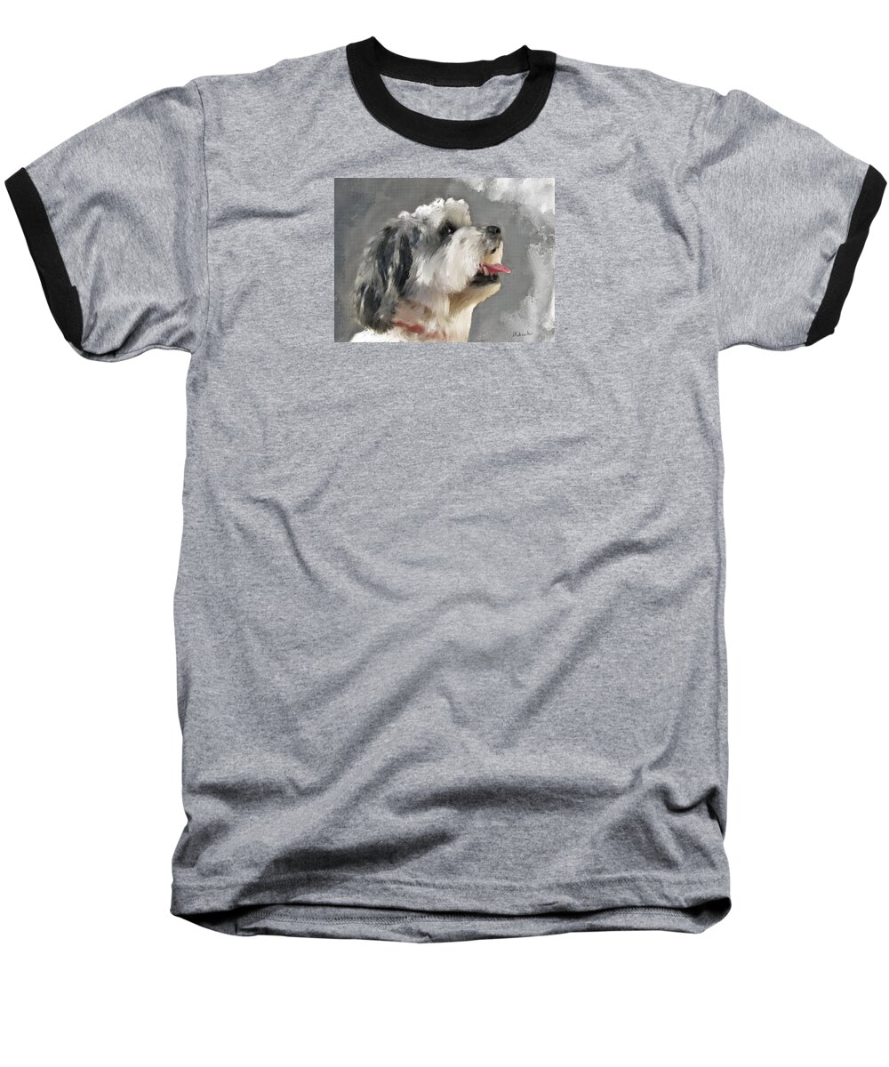 Dog Baseball T-Shirt featuring the painting Abby 2 by Diane Chandler