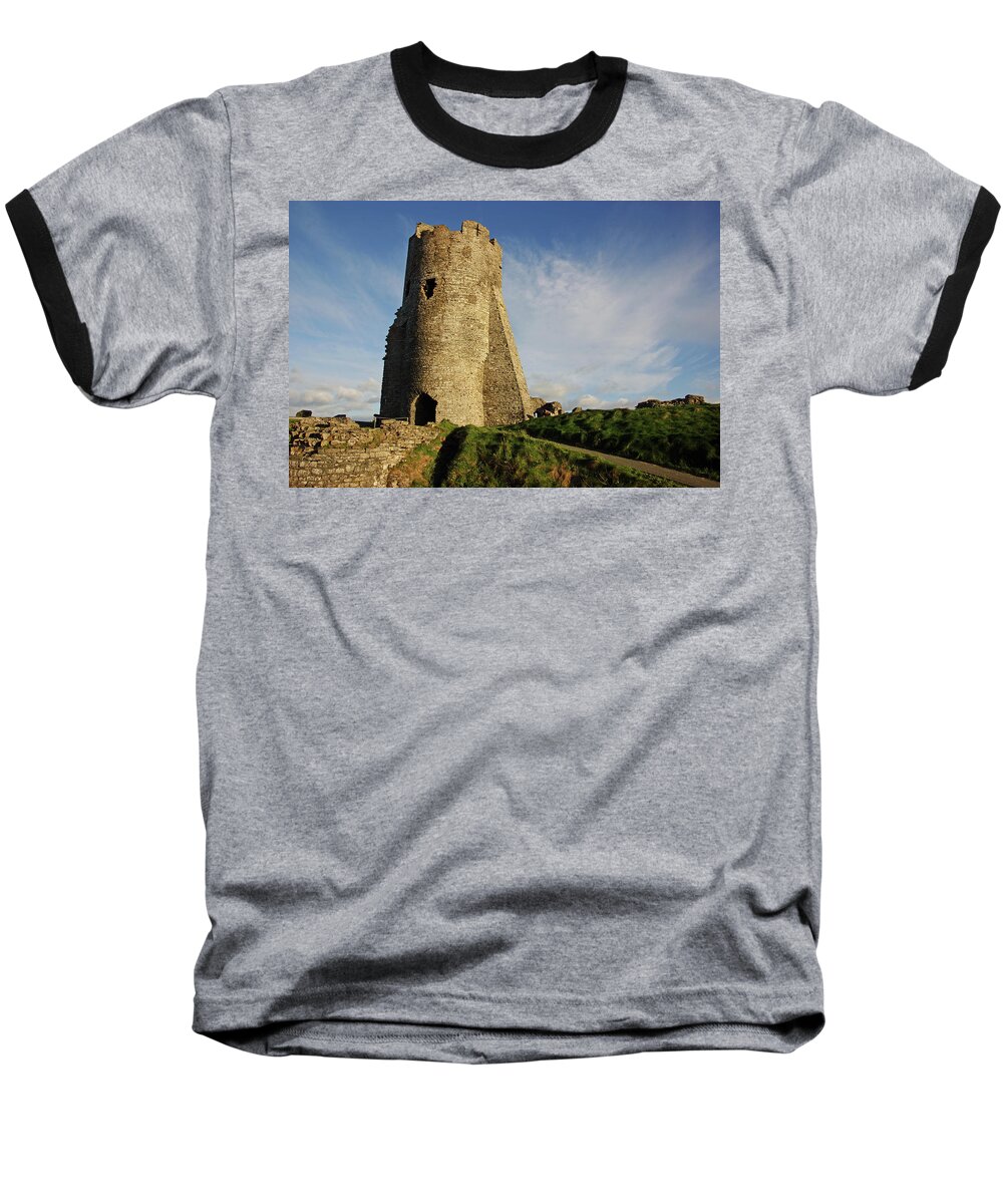 Wales Baseball T-Shirt featuring the photograph ABERYSTWYTH. The Castle Gatehouse. by Lachlan Main