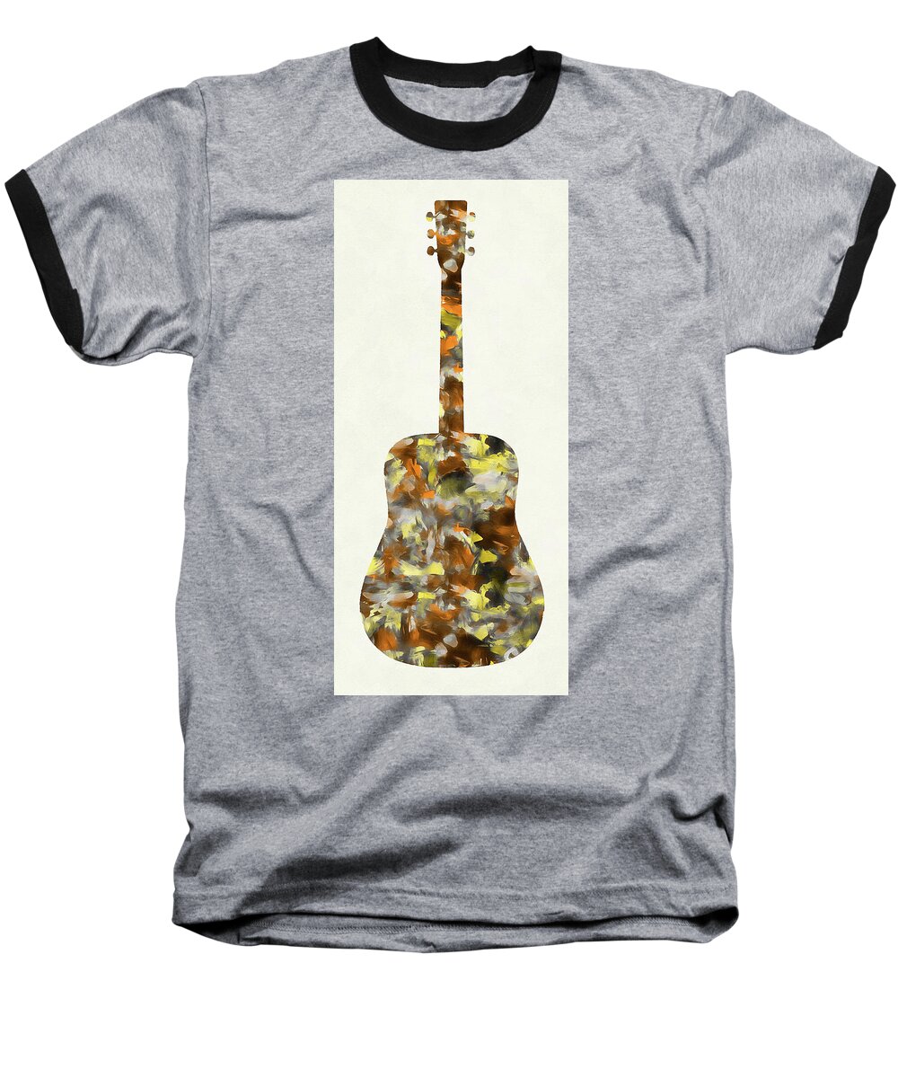 Guitar Silhouette Baseball T-Shirt featuring the painting Abstract Guitar - 04 by AM FineArtPrints