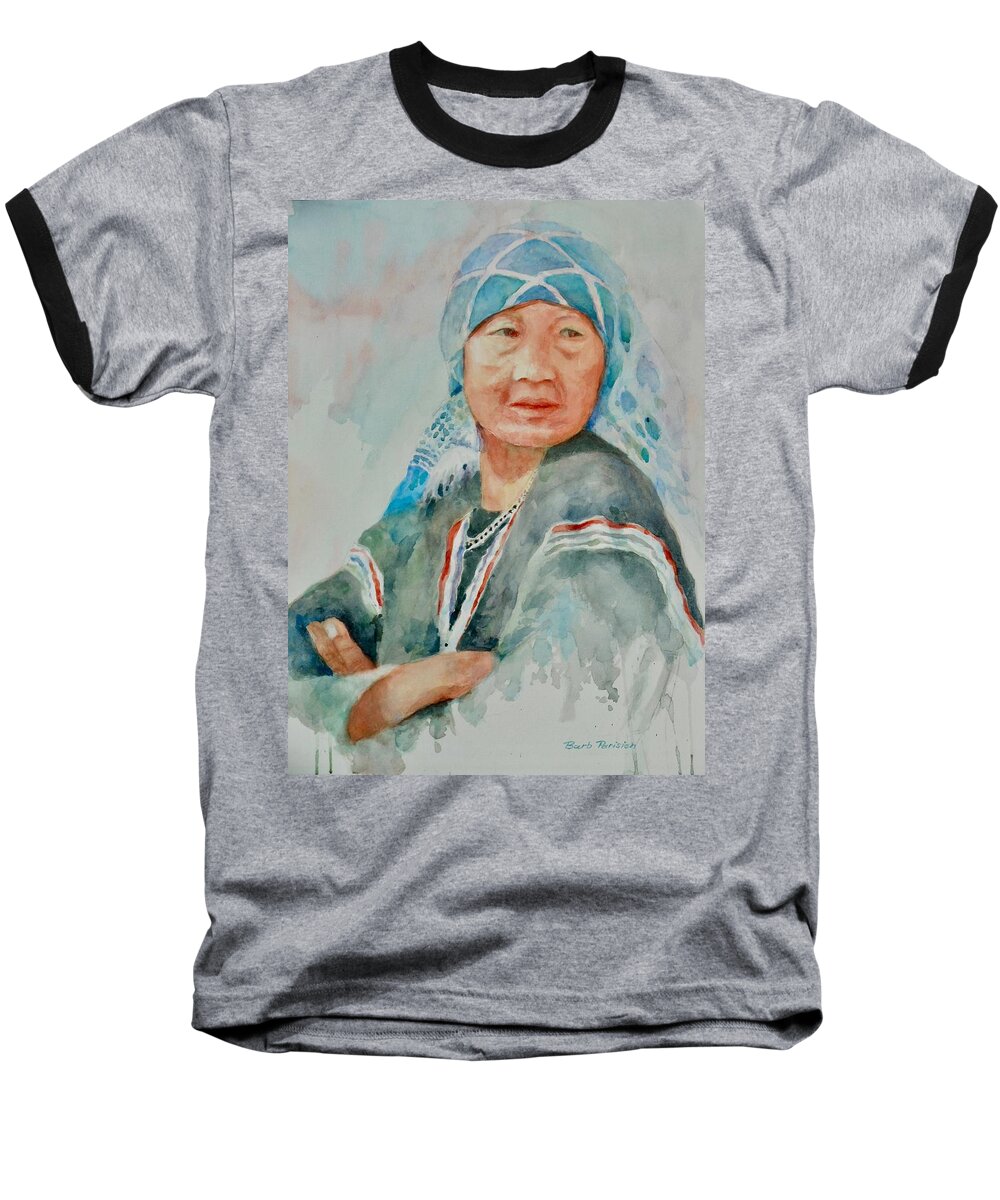Thailand Baseball T-Shirt featuring the painting Akha Villager 2 by Barbara Parisien