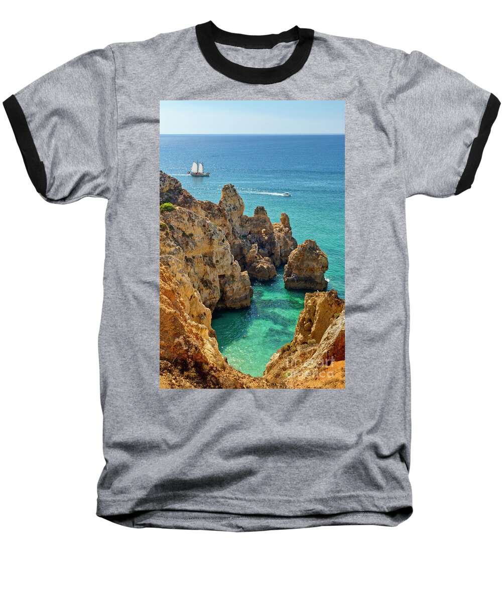 Portugal Baseball T-Shirt featuring the photograph Algarve rock formations by Mikehoward Photography