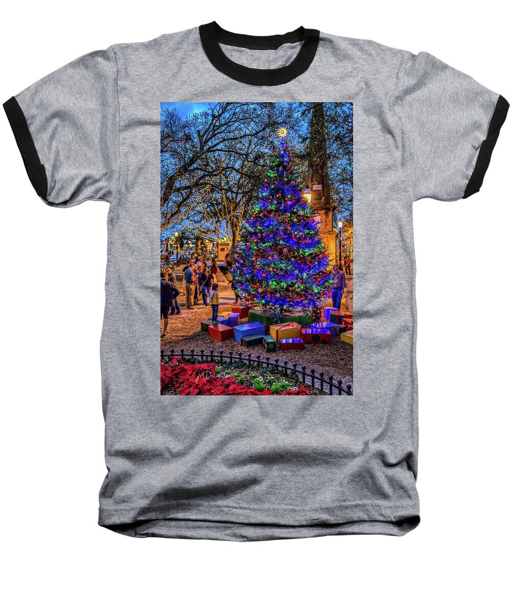 St Augustine Baseball T-Shirt featuring the photograph Ancient City Christmas Tree by Joseph Desiderio