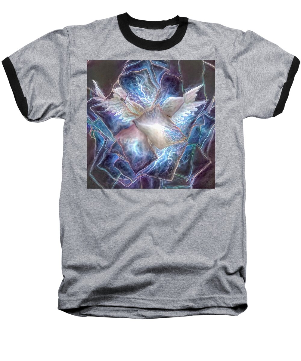 Abstract Baseball T-Shirt featuring the digital art Angel's wings by Bruce Rolff