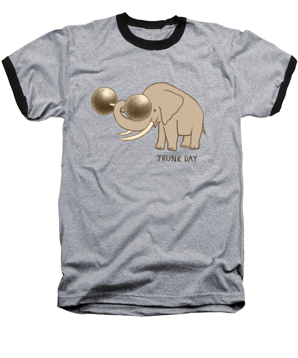 Elephant Baseball T-Shirt featuring the drawing Trunk Day by Eric Fan