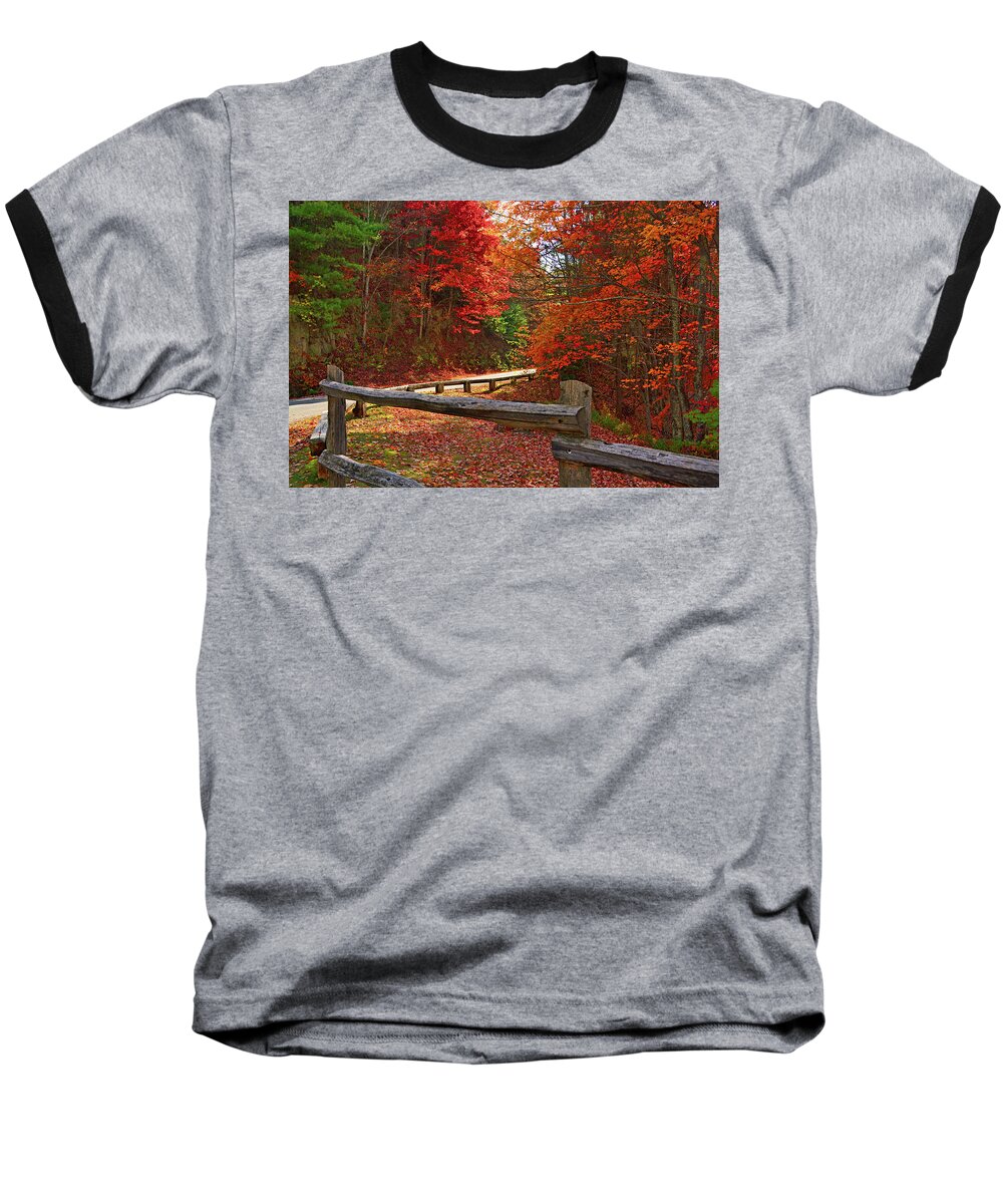 Cataloochee Valley Baseball T-Shirt featuring the photograph Autumn in the Smokies by Ben Prepelka