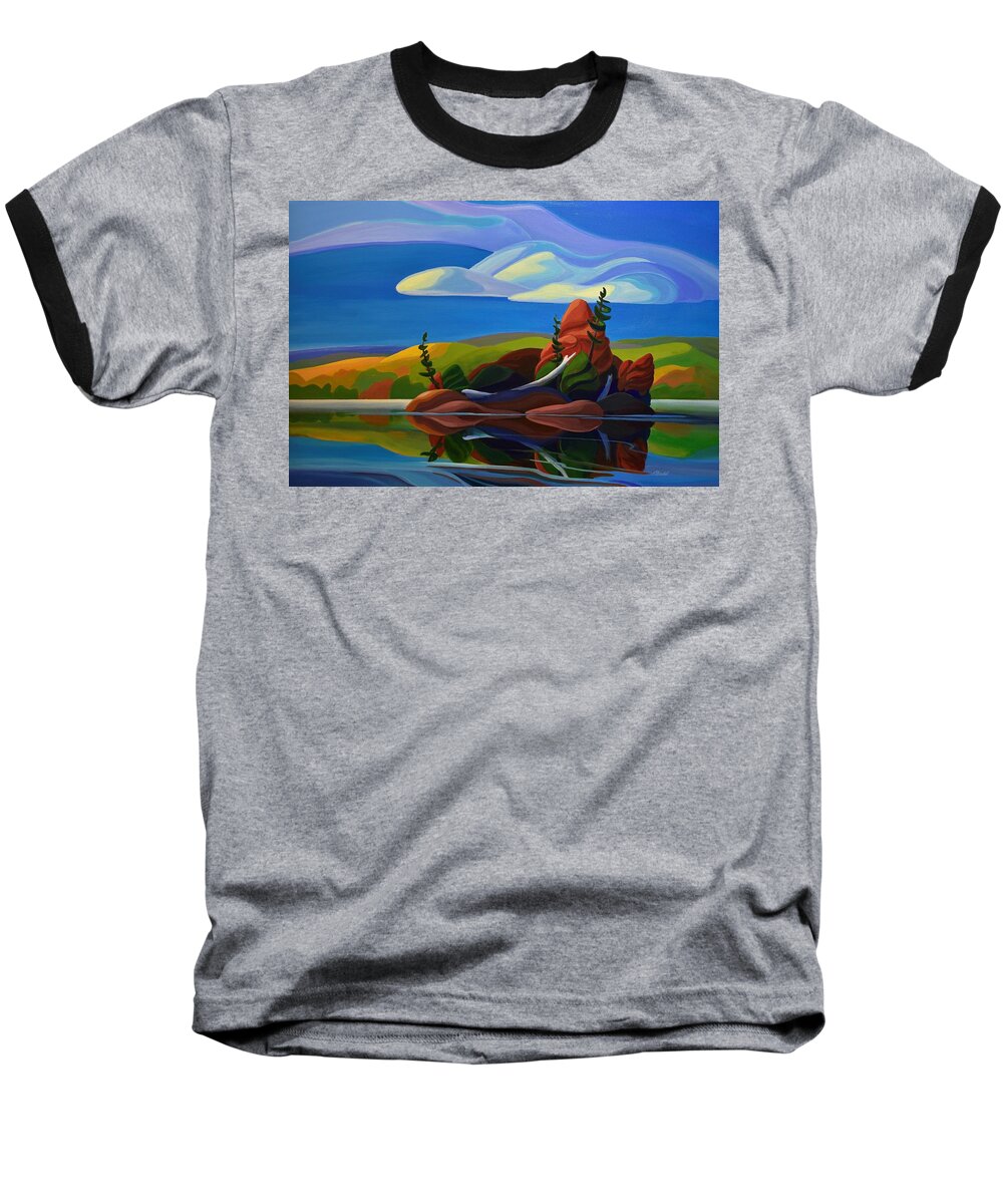Canadian Baseball T-Shirt featuring the painting Autumn Island by Barbel Smith