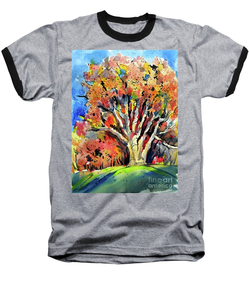 Oaks Baseball T-Shirt featuring the painting Autumn Oak by Terry Banderas