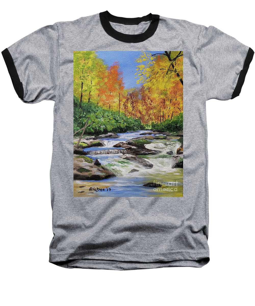 Fall Baseball T-Shirt featuring the painting Autumn On The Horsepasture River by Stanton Allaben