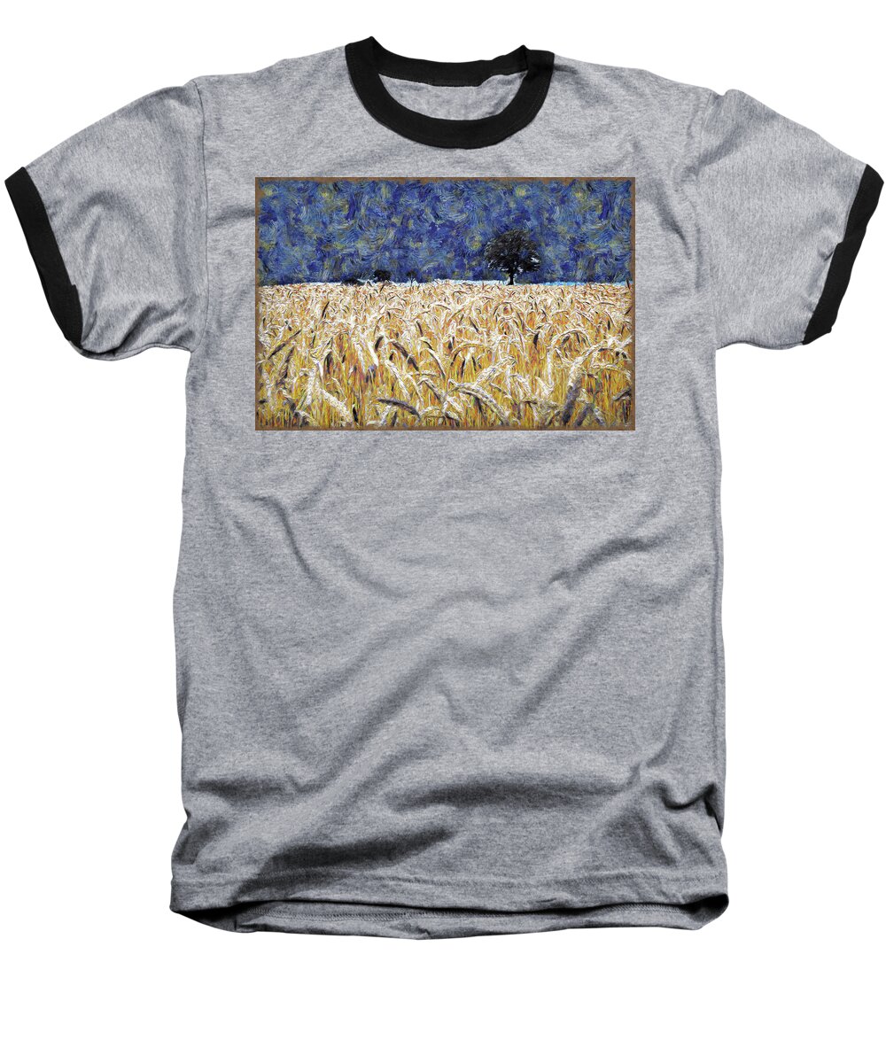 Farm Baseball T-Shirt featuring the digital art Barley Field by Ronald Bolokofsky