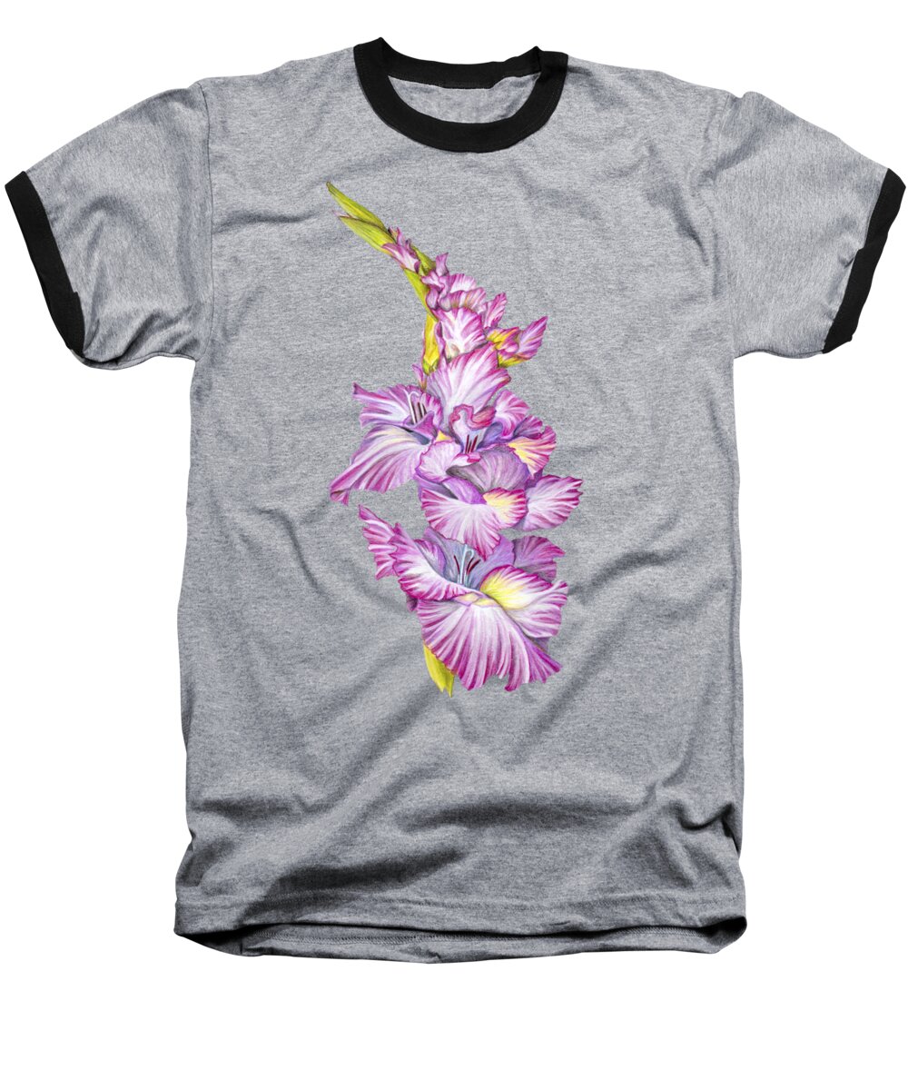 Gladiola Baseball T-Shirt featuring the drawing Be Glad by Nancy Cupp