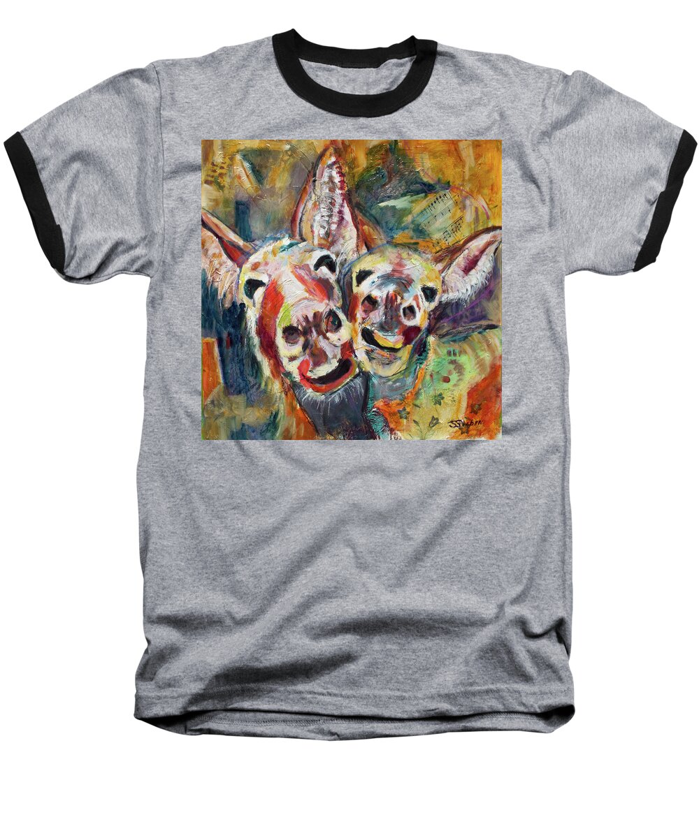 Animals Baseball T-Shirt featuring the painting Best Pals by Sharon Sieben