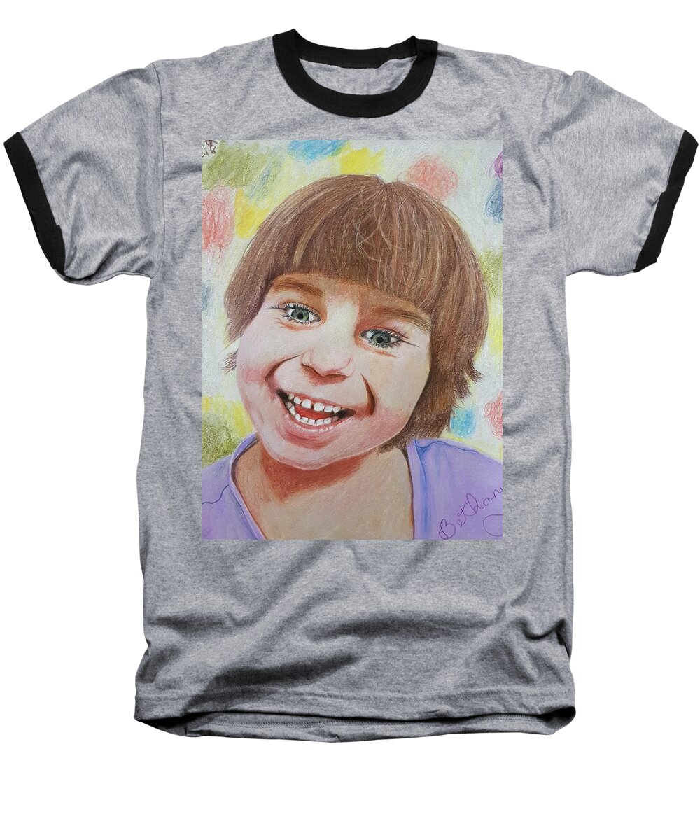 Drawing Baseball T-Shirt featuring the drawing Bethany by Cassy Allsworth