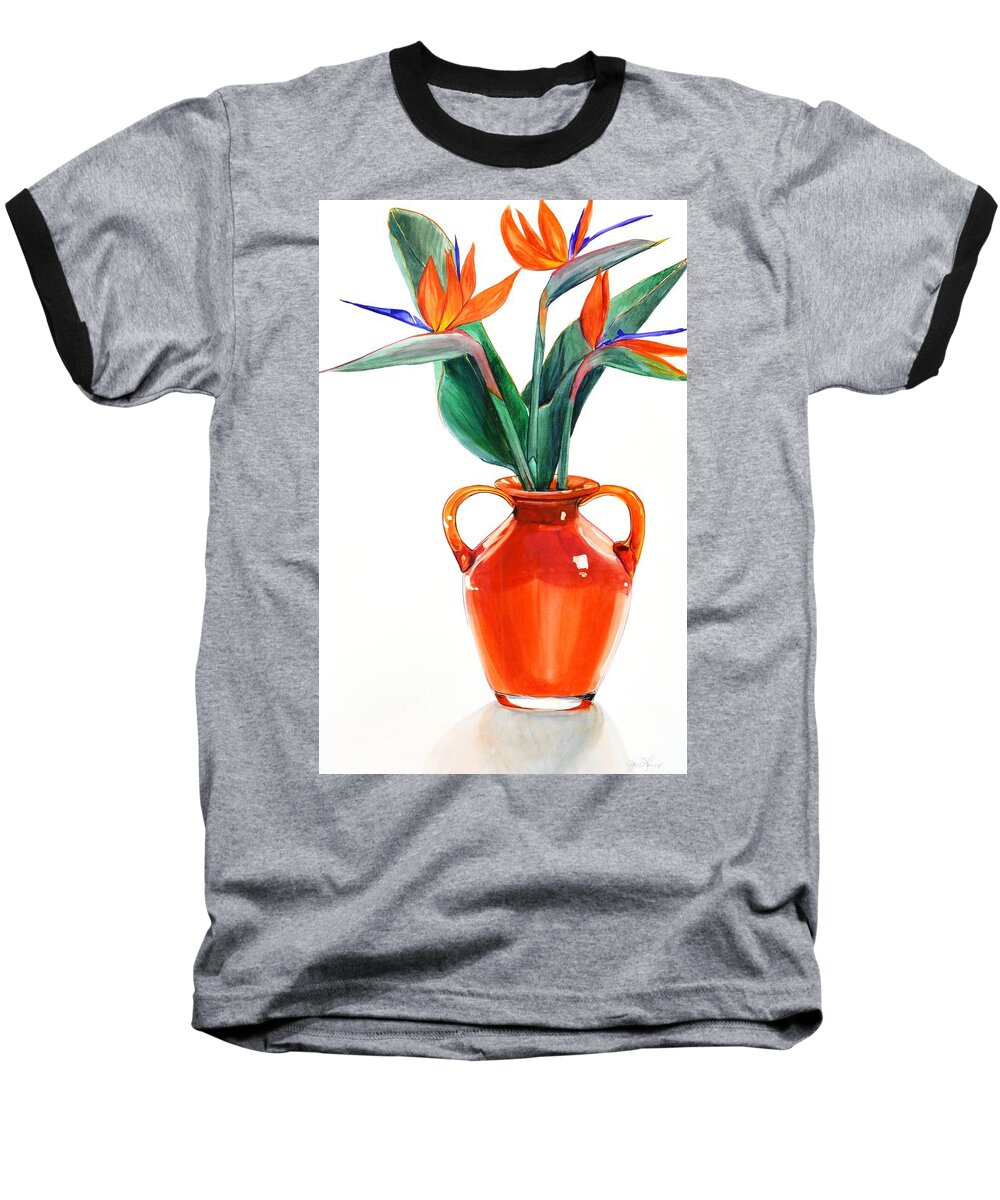 Bird Of Paradise Baseball T-Shirt featuring the painting Bird of Paradise by Jane Loveall