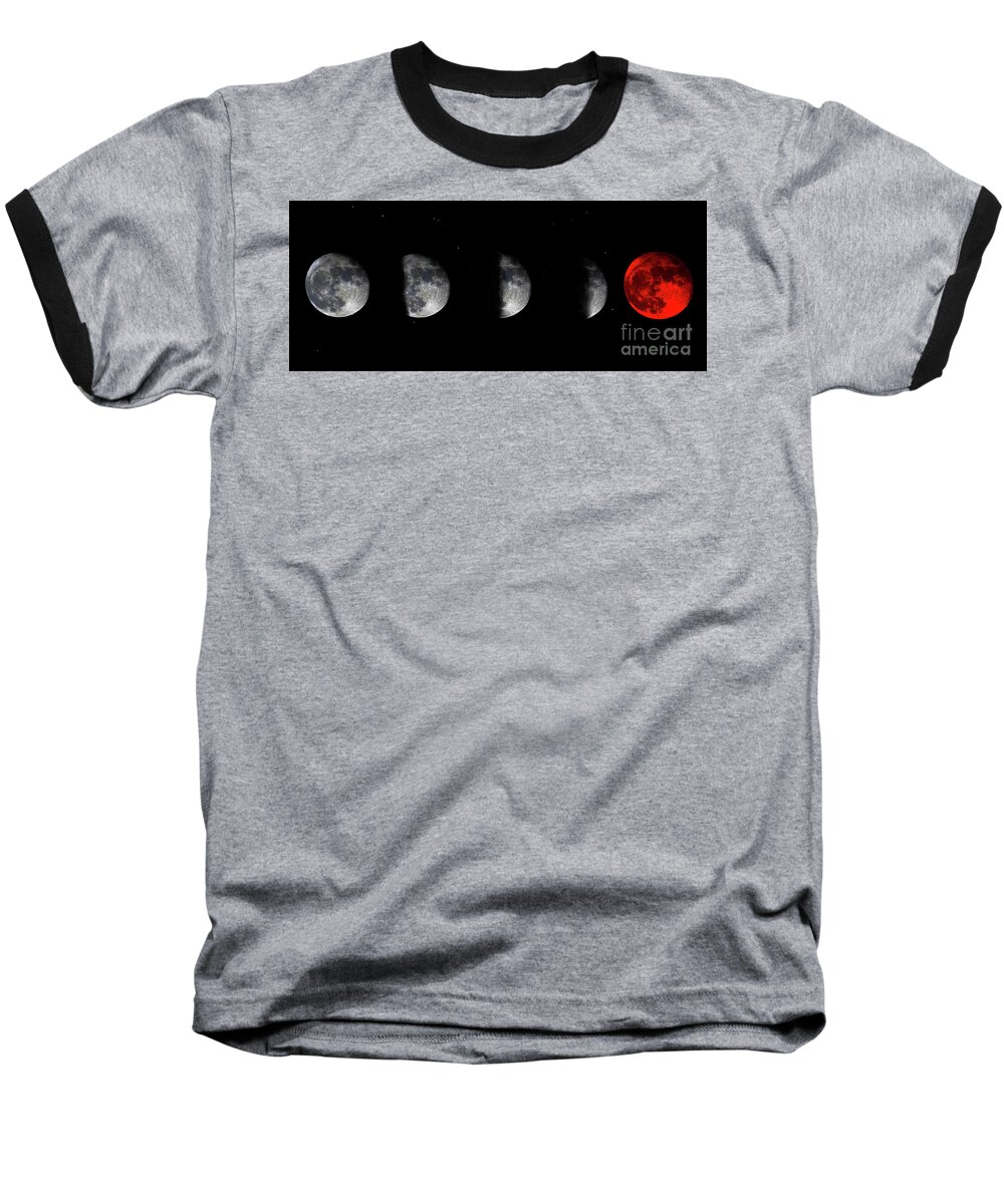 Bloodred Wolf Moon Baseball T-Shirt featuring the photograph Blood Red Wolf Supermoon Eclipse Series 873n by Ricardos Creations